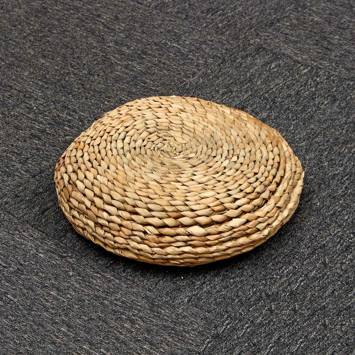 Round Natural Straw Weave Handmade Pillow Floor Yoga Chair Seat Mat Tatami Cushion Thicken Meditation Window 30/40/45cm | Дом и сад