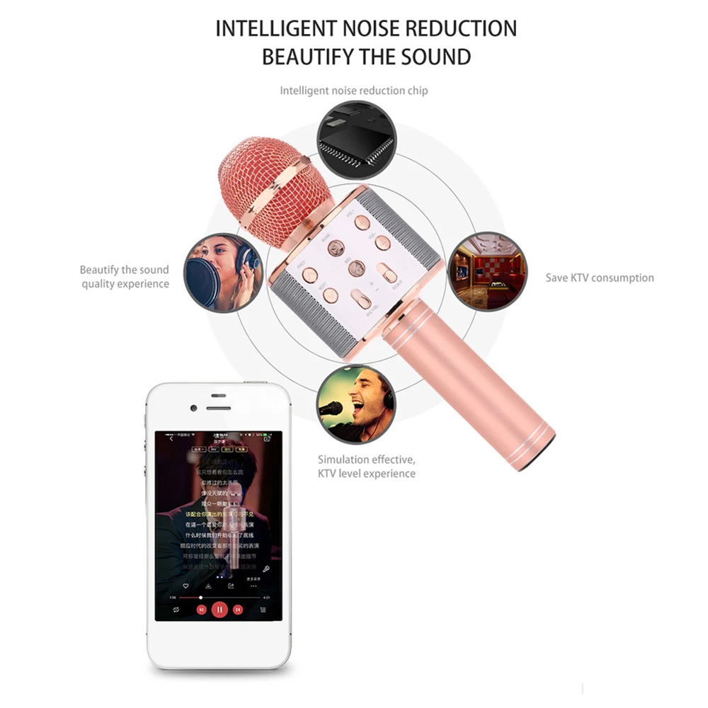 Беспроводной USB микрофон легкий портативный ручной Bluetooth для караоке музыкальный