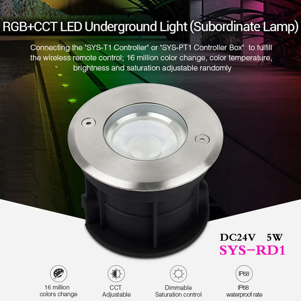 

MiBOXER 5W RGB+CCT LED Garden Light Subordinate Lamp Smart Dimmable LED Landscape light DC24V can 2.4G remote/phone APP control