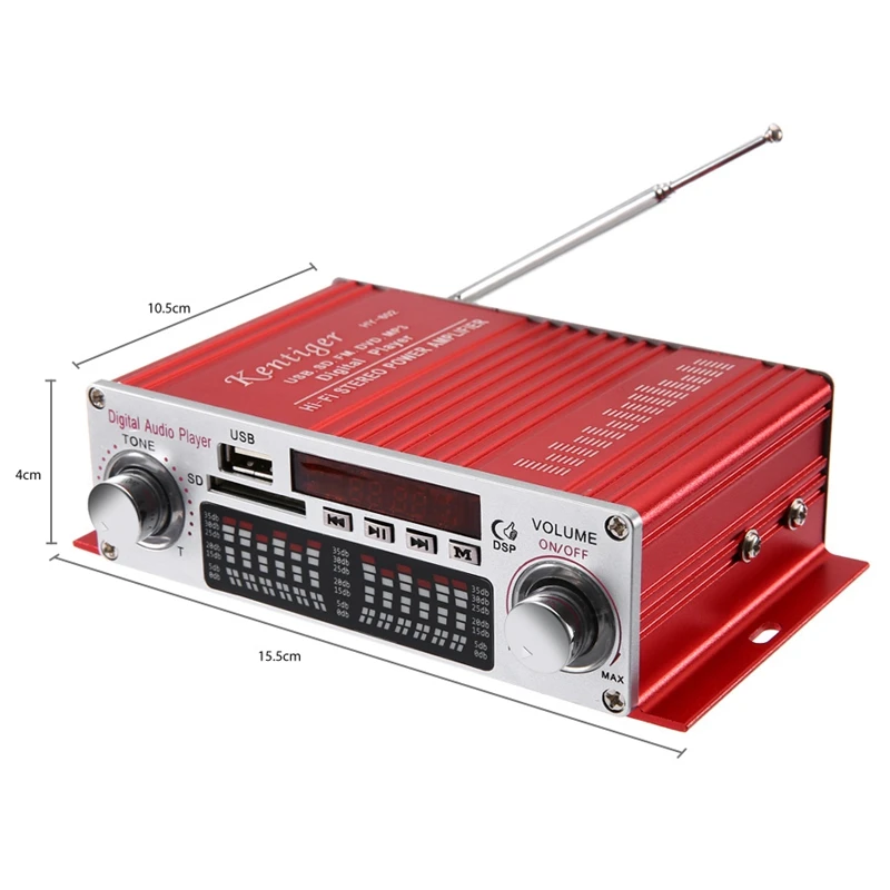 Портативный мини-усилитель Kentiger Hi-Fi стерео усилитель мощности с Fm ИК-управлением