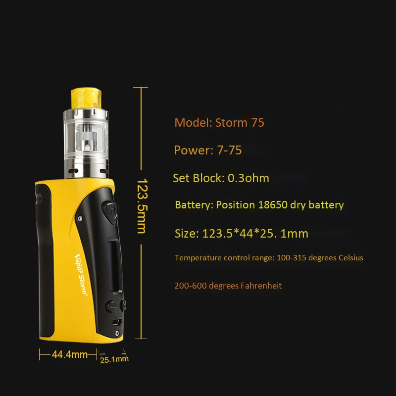 Бокс мод для электронных сигарет 75 Вт Storm75 Oled Vape 0.3Ohm 2 мл Vesta атомайзер Tc испаритель