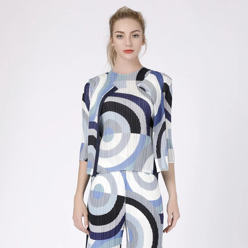 LANMREM 2020 летняя новая плиссированная одежда для женщин короткий тип кардиганы