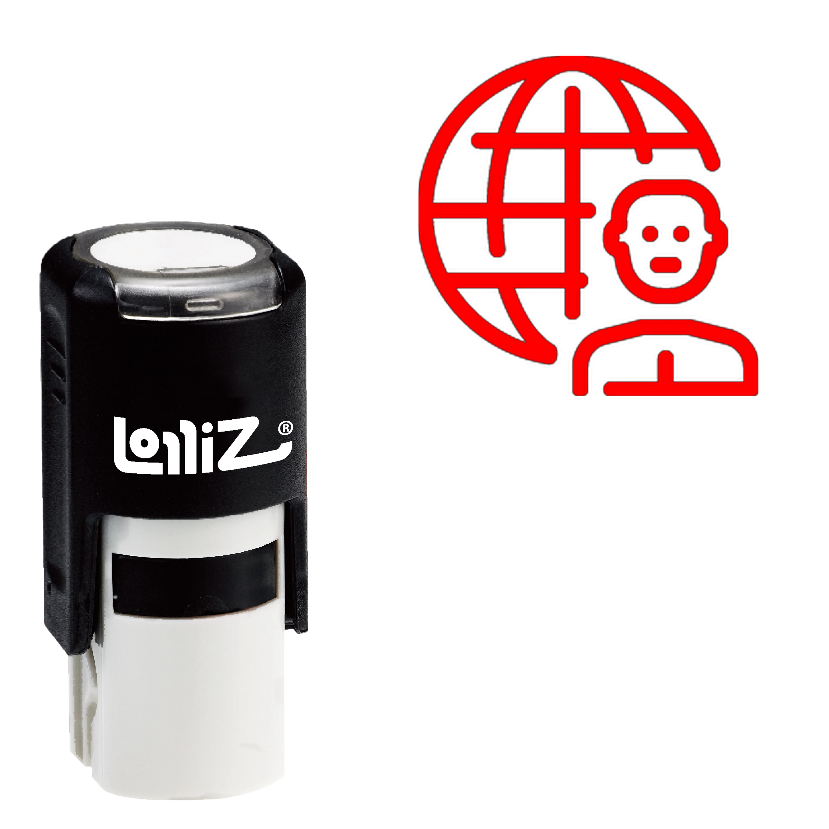 

LolliZ User Globe Self-Inking Rubber Stamp - Modern Symbol Series