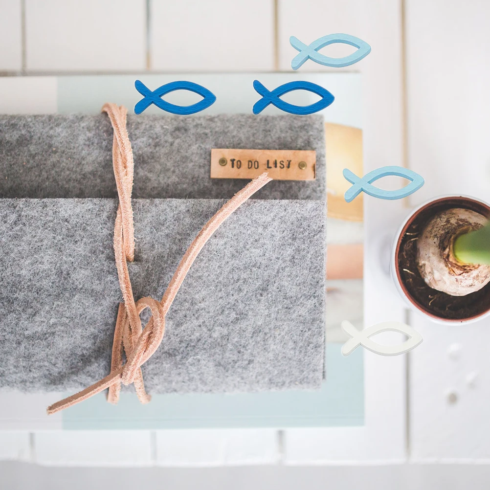 100 шт. креативные деревянные поделки в форме рыбы для DIY инструмент жилья