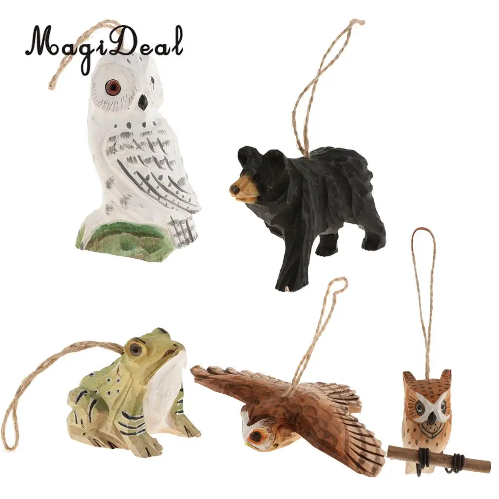 100% ручная резка яркие деревянные животные подвесные украшения ветряные