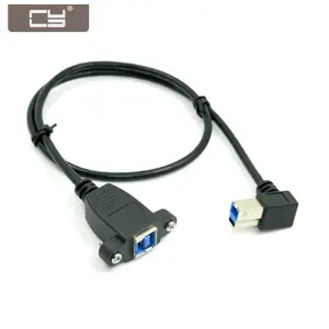 CYDZ USB 3.0 Back Panel Mount B Type Female To Right Angled 90 Degree B Type Male Extension Cable 0.5m