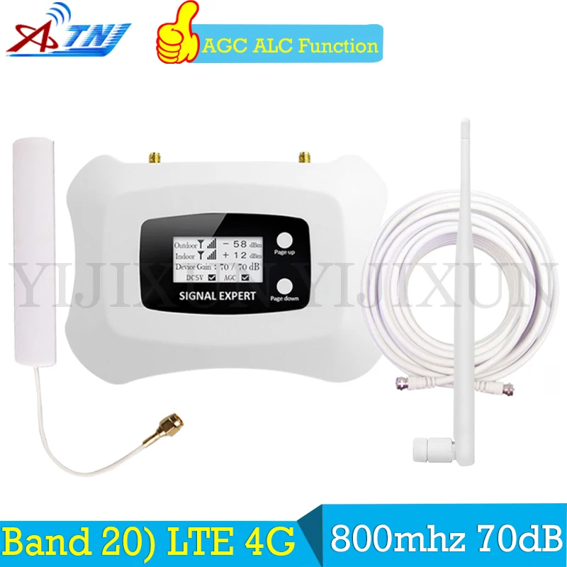 ATNJ Band 20 4G LTE (800 FDD) Европейский усилитель сигнала мобильного телефона 70dB с антенна