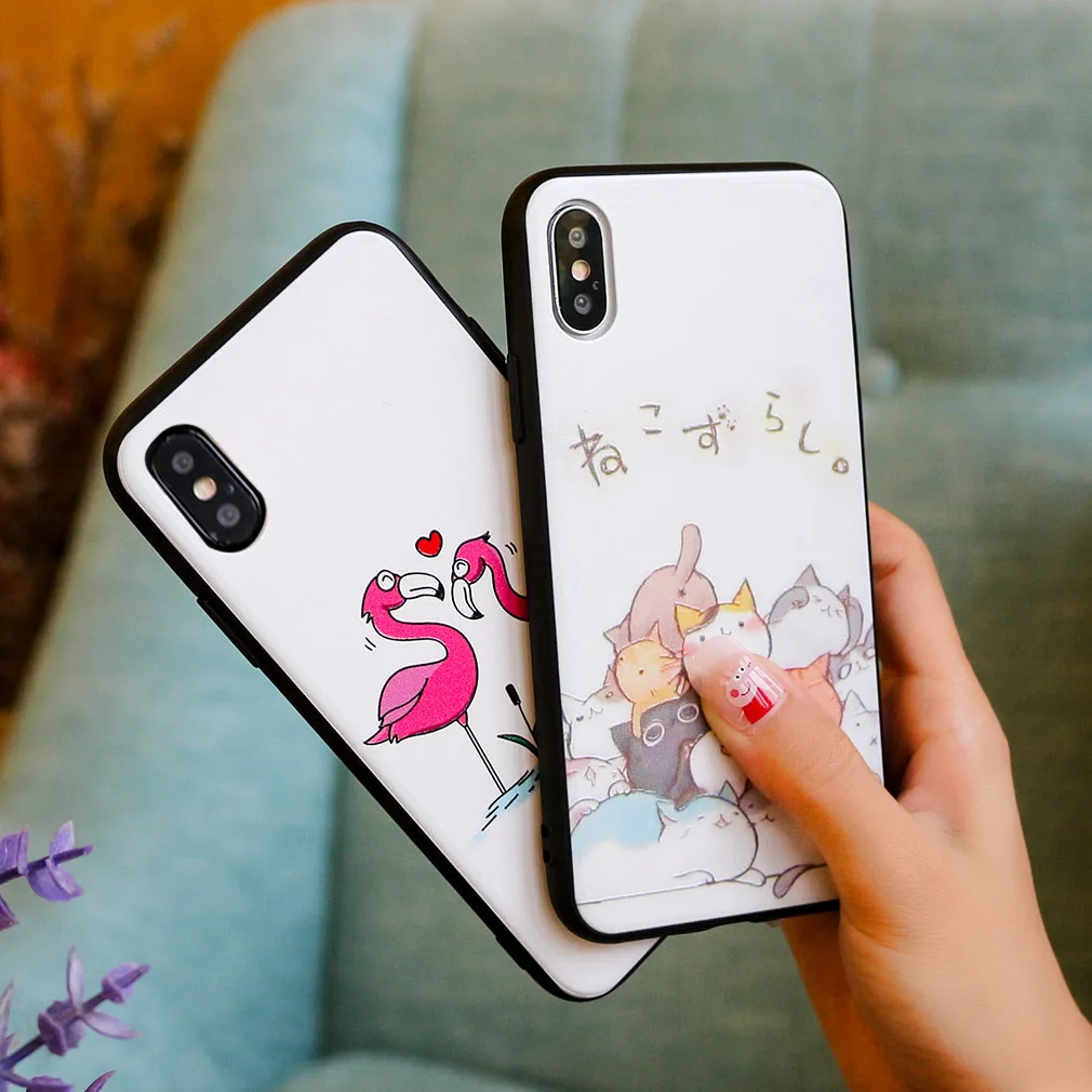 Жесткий Чехол для Iphone 7 8 X плюс 6 S XR XS Max PC полный 3D Фламинго милый мультфильм обувь
