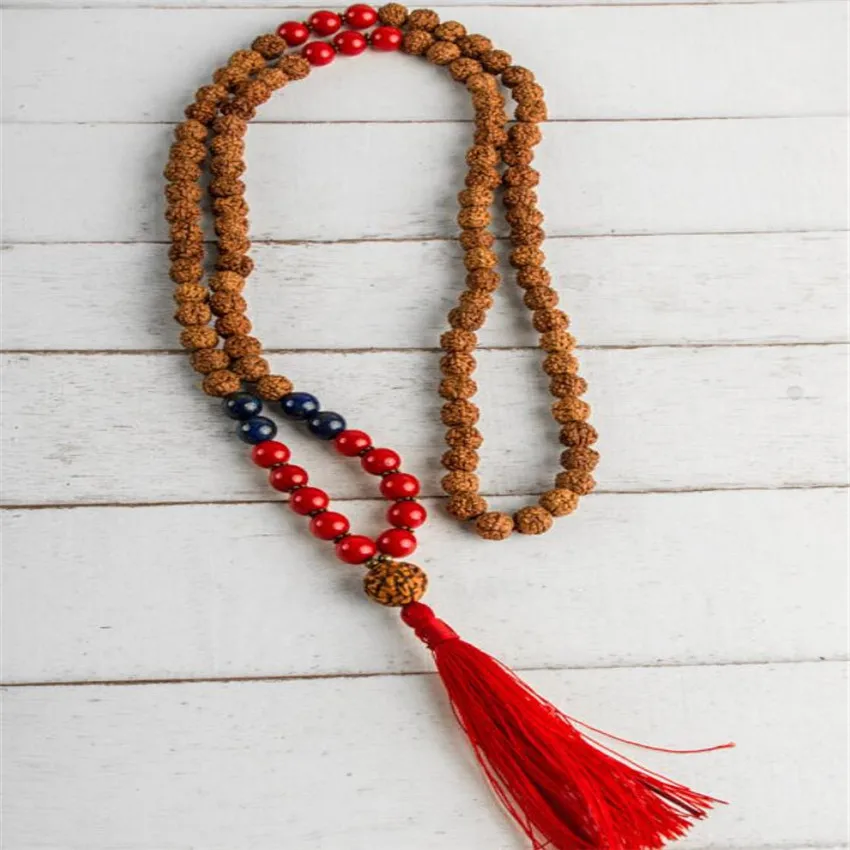 8 мм красное ожерелье Rudraksha Необычные Чаки медитация Исцеление благословение