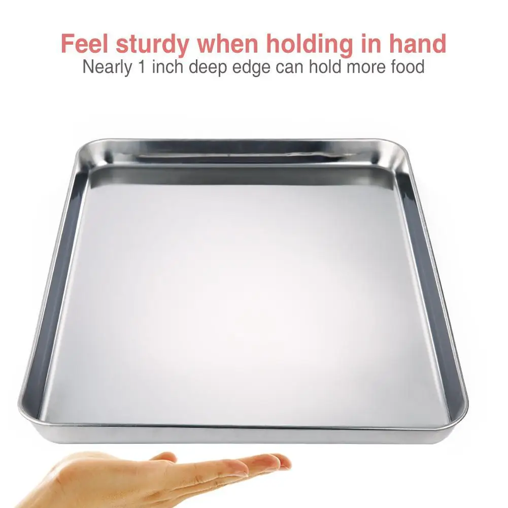 Adeeing Square Pan Bakeware Oven Sheet Stainless Steel Heavy Baking Nonstick Cooking Tray For Pizza |