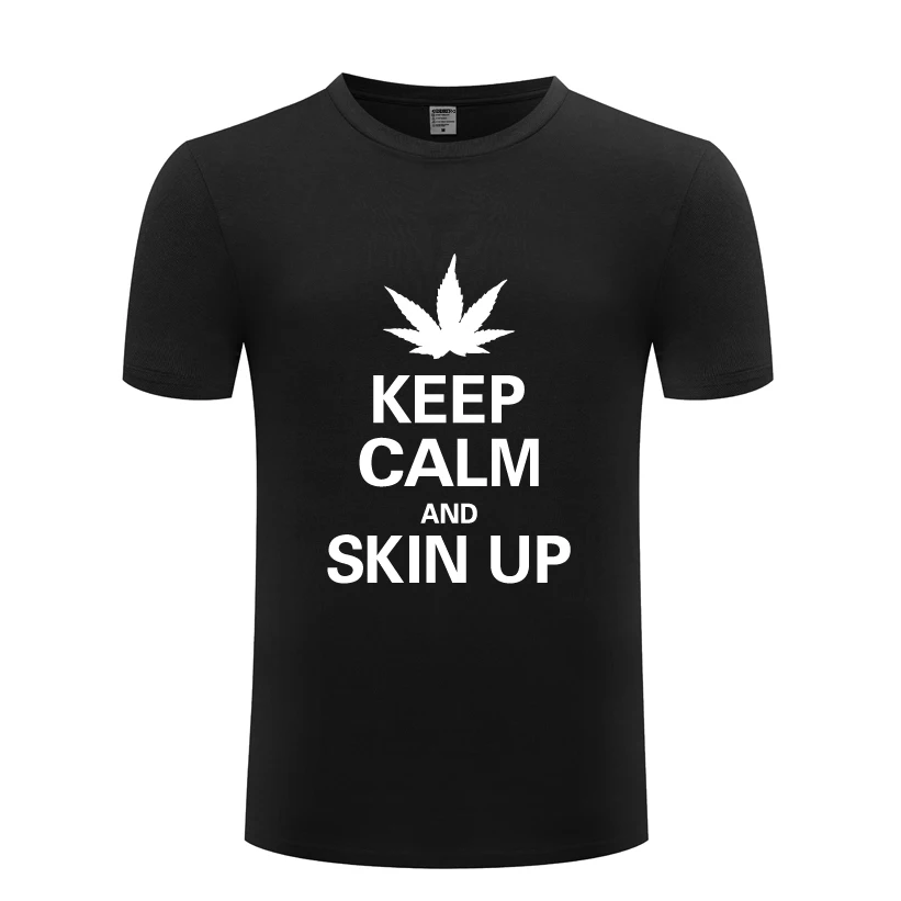 Забавная креативная Мужская Футболка Keep Calm and Skin Up новинка 2018 хлопковая