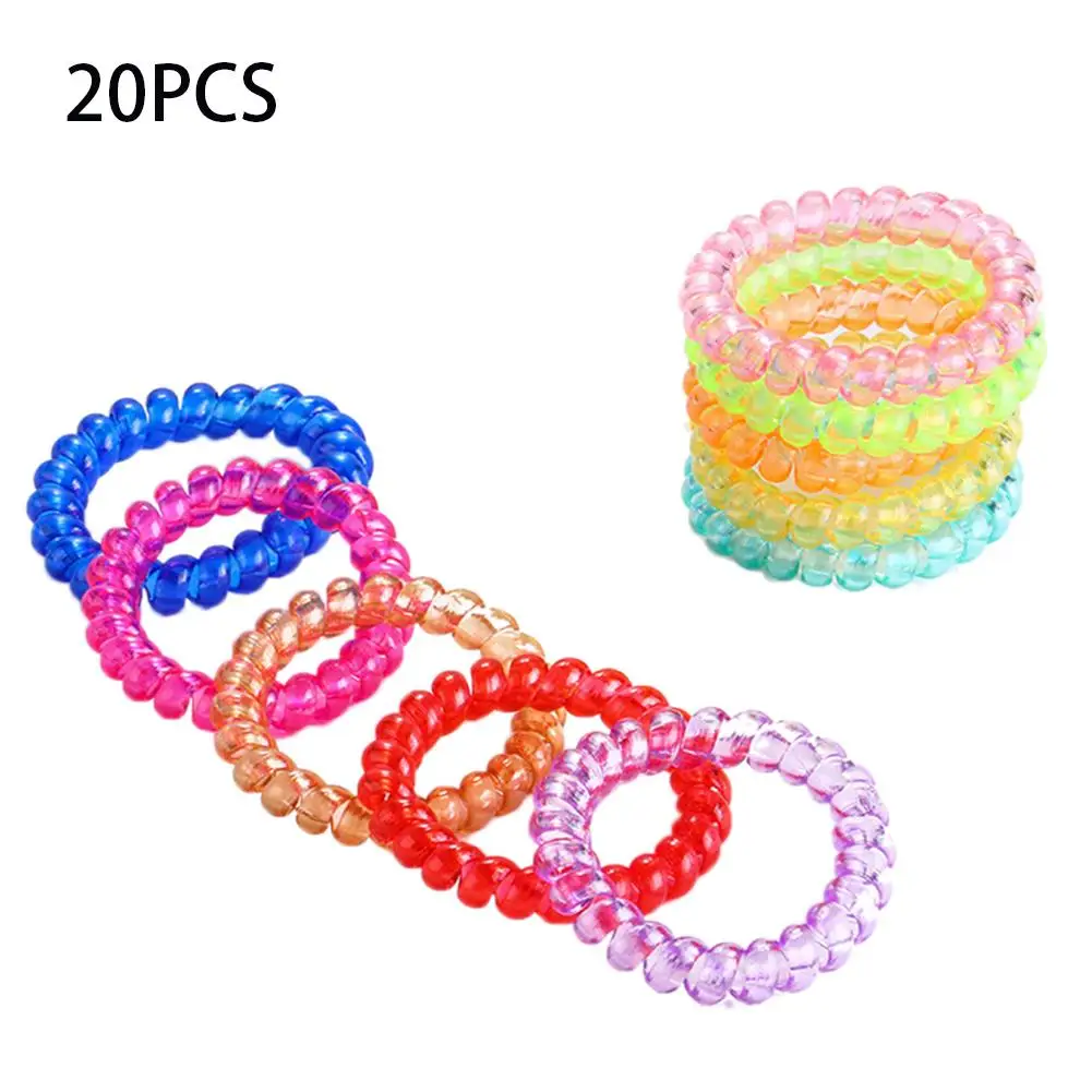 20PCS или 100PCS Резинка для волос для девочек и женщин - ультра-прозрачные высокоэластичные спиральные кольца без следов резинового кольца, подходят на.