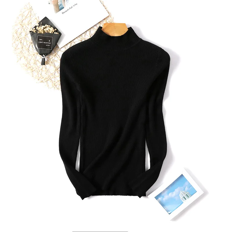 MYDC Autumn Winter Women Pullovers Sweater Knitted Elasticity Casual Jumper Fashion Slim Turtleneck Warm Female Sweaters | Женская