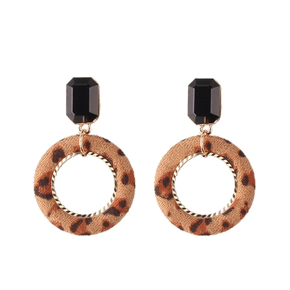 Женские леопардовые серьги капельки золотого цвета геометрические ювелирные