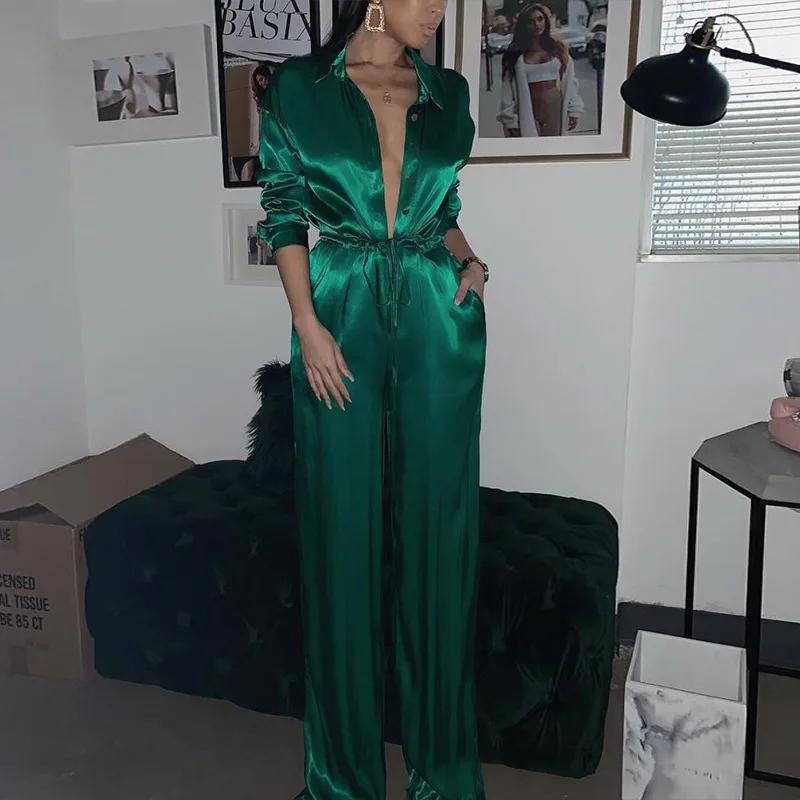 Красный атласный комбинезон женский одежда комбинезоны combinaison femme боди mujer