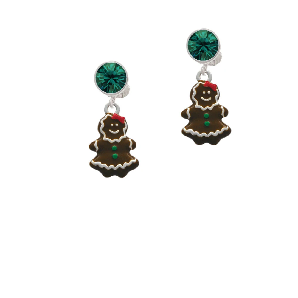 Enamel Gingerbread Girl Crystal Clip On Earrings | Украшения и аксессуары