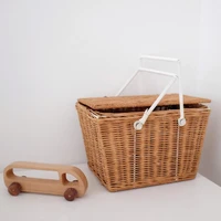 ins nordic rattan basket fruit tea snack bread storage box rattan woven portable picnic basket multi storage box for kitchen