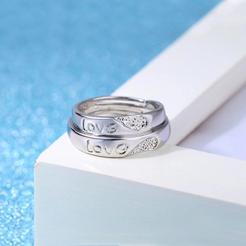 Trendy Wedding Rings 925 Sterling Sliver Couple for Women Men Love Heart Shape Engagement Ring Jewelry Bijoux JN0370 | Украшения и