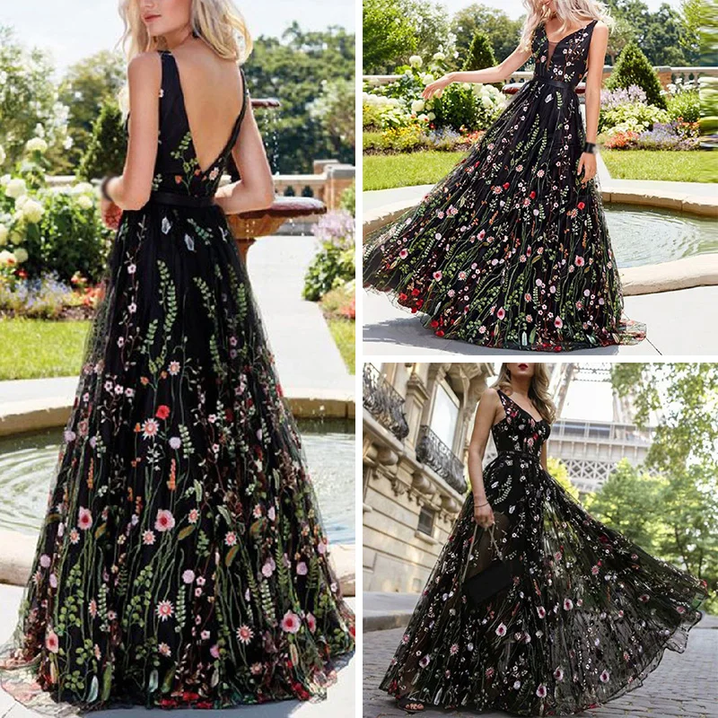 Женское летнее сексуальное платье с глубоким v-образным вырезом без рукавов