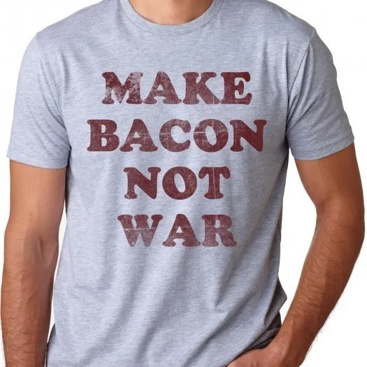 Футболка с надписью Make Bacon Not War|Мужские футболки| |