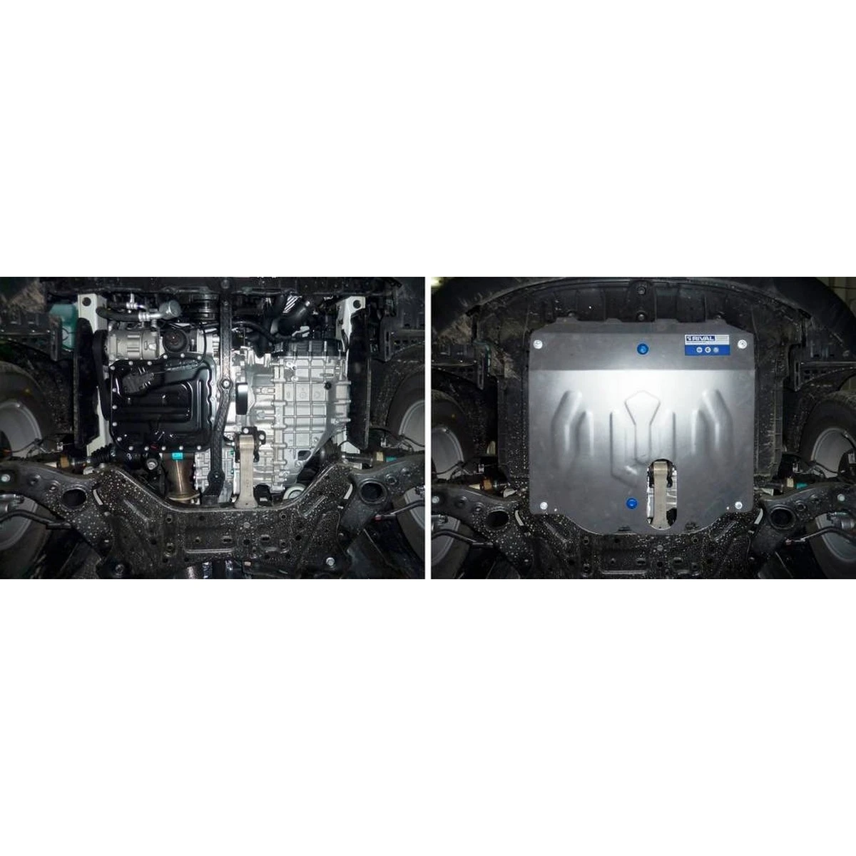 Защита картера и КПП Rival 333.2823.1 (для Kia Sorento V 2.2d 2.4 2012 н.в. алюминий 4 мм защита не