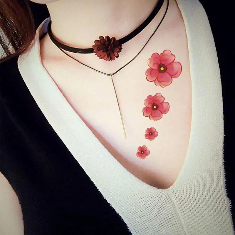 3D наклейки для татуировок с цветами водонепроницаемые временные переводные на