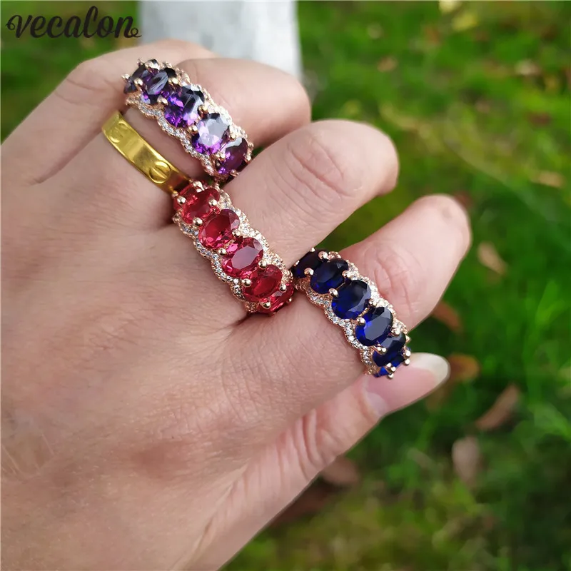 Женское и мужское кольцо Vecalon Eternity Promise большое овальное с цирконием AAAAA ювелирный