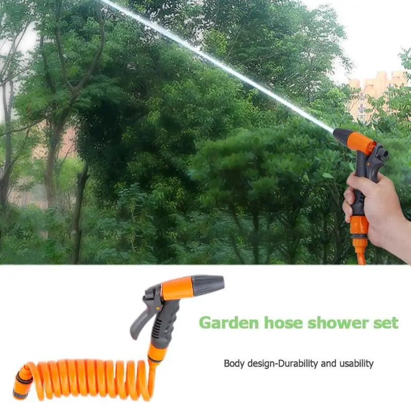 

Garden Cleaning Water Gun with 2.5m Retractable Spring Hose Connector Set Wash Cleaning Garden Sprayer Sprinkle Tools