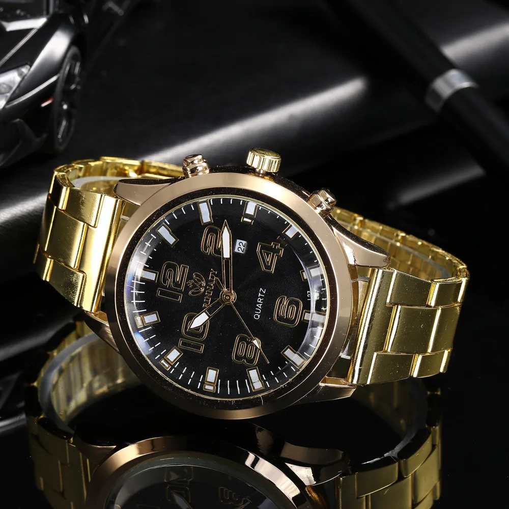 Новые мужские часы модные наручные из нержавеющей стали с аналоговым дисплеем