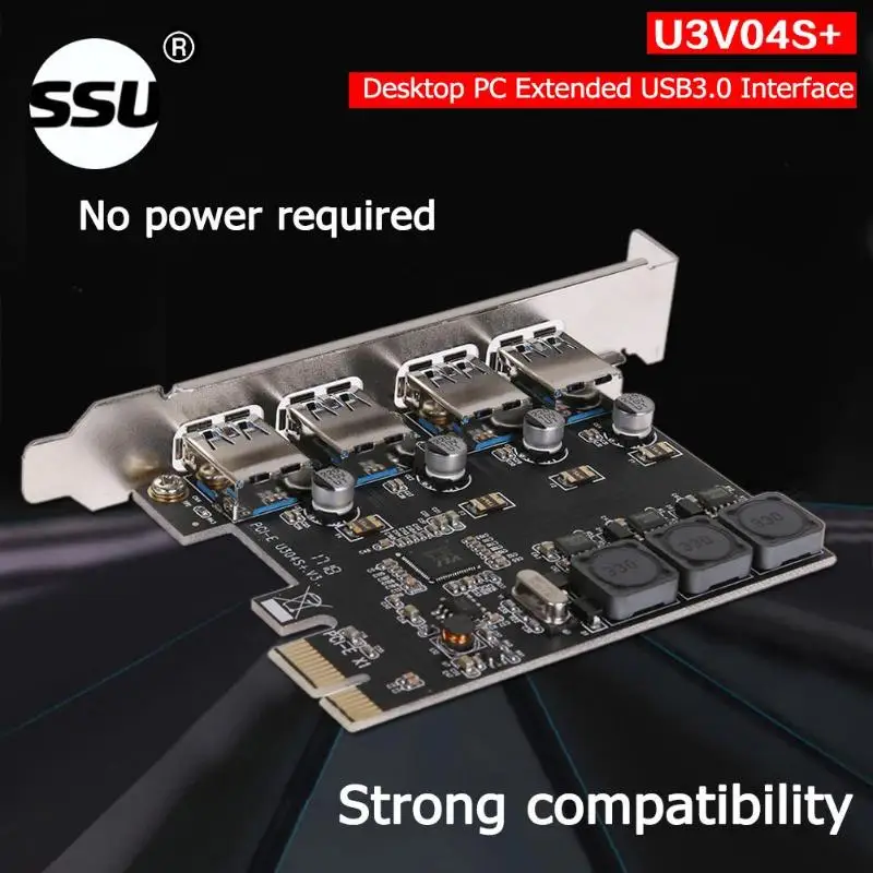 SSU U3V04S+ 4 Port USB 3.0 PCIe Expansion Card PCI Express Hub Adapter 4-port expansion card | Компьютеры и офис