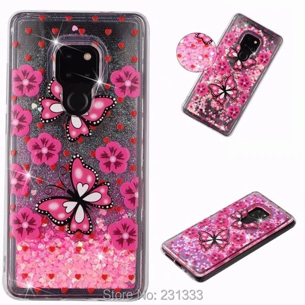 Liquid Quicksand Glitter Flower Soft TPU Case For Huawei P Smart P20 PRO MATE 20 10 P8 LITE 2017 P10 Honor 7C 7A Cover 1pcs | Мобильные