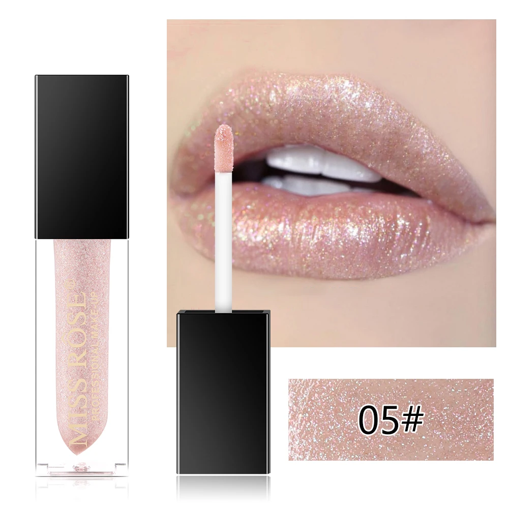 Сверкающий блеск для губ MISS ROSE брендовый макияж долговечная водостойкая