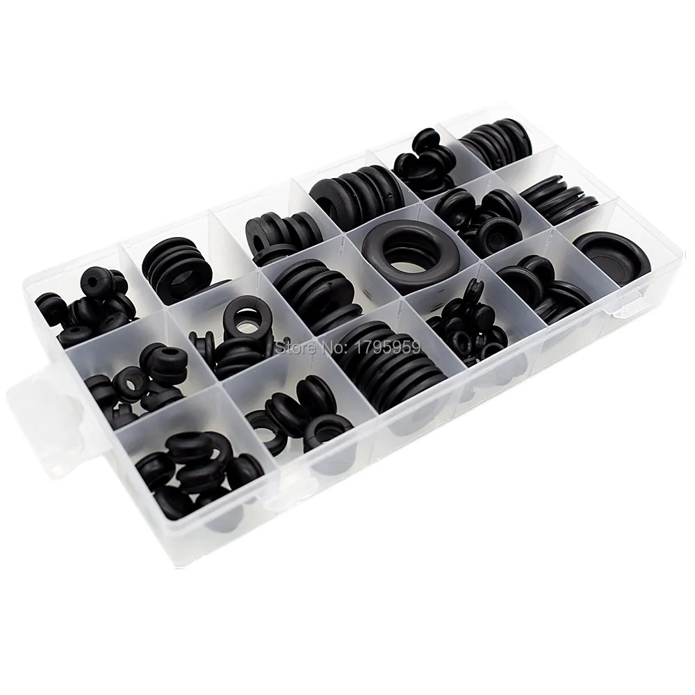 

125pcs Rubber Grommets Black Seal Gasket Ring Firewall Hole Plug Protects Electrical Wire Cable Sealing Gasket Grommet Kit Set