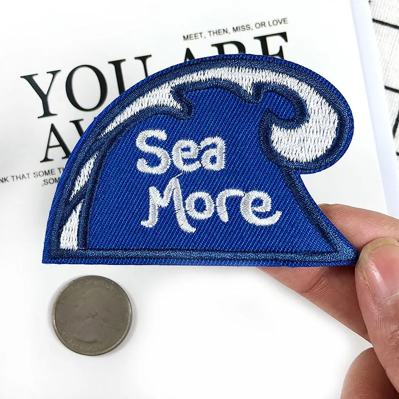 Мультяшные волнистые термоклейкие нашивки для одежды аппликации с надписью Sea More