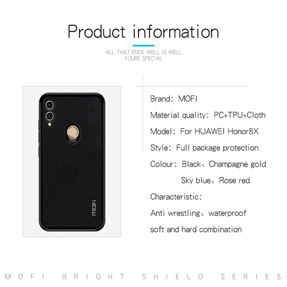MOFi For Huawei Honor 8X Case Play back cover Mate 20 Pro silicone edge fabric phone case for huawei Enjoy 9 Plus capa |