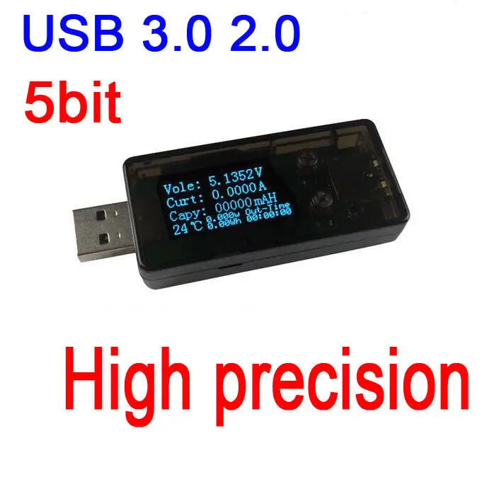 

5 bit USB 3.0 OLED display USB Charger detector voltmeter ammeter power capacity voltage current battery tester QC 2.0 3.0