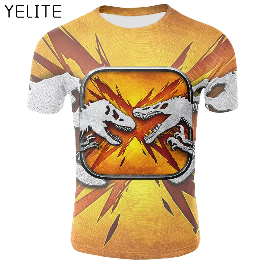 YELITE Новая Летняя мужская футболка с принтом парка Юрского периода Повседневная