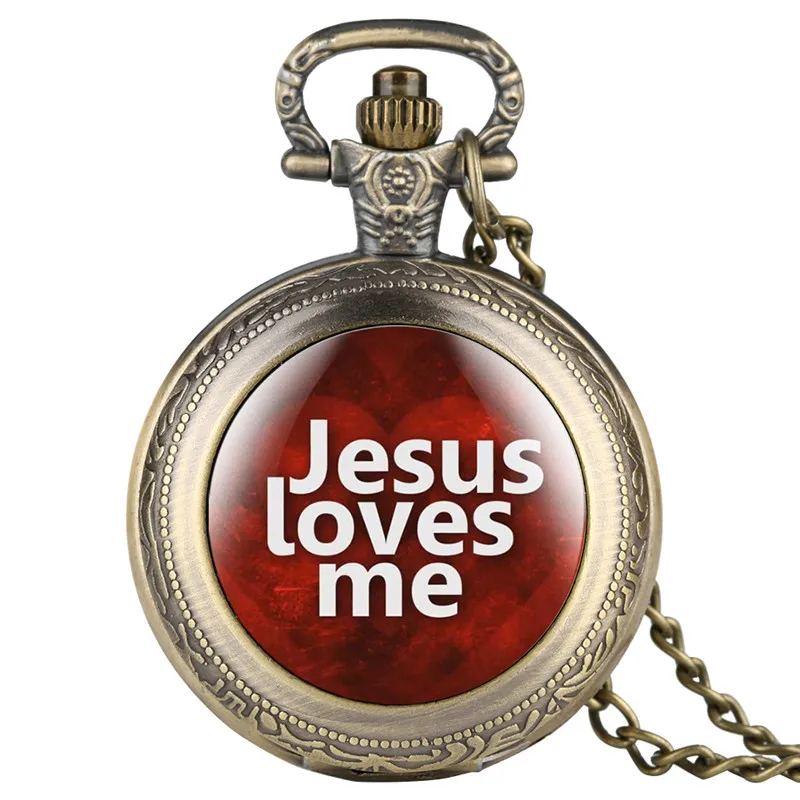Кварцевые карманные часы серии Jesus Love Me ретро для мужчин и женщин Специальные