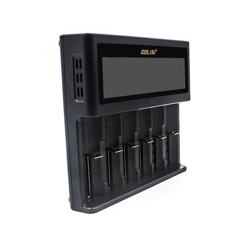 1 шт. GOLISI S6 2A Быстрая зарядка шесть слотов Li Ion 18650 21700 26650/Ni mh/Ni cd/aaa/aa AC 110 240 В 50/60 Гц DC 12