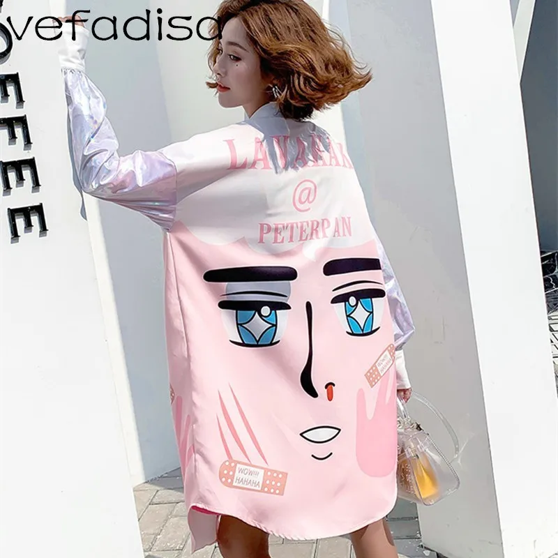 Vefadisa/2019 Весенняя белая рубашка женская с героями мультфильмов для девочек
