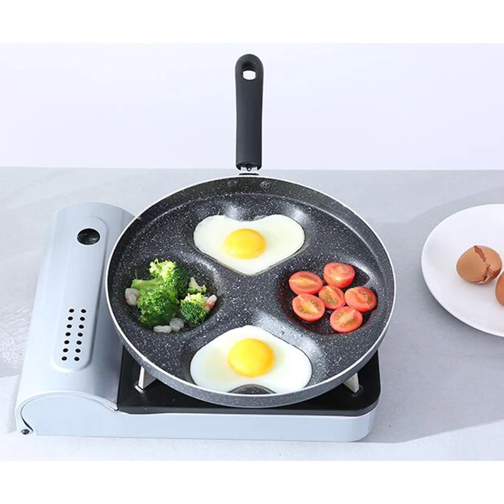 4 Holes Non-Stick Frying Pan Egg Cookware Kitchen Heart Shape Frypan 28cm | Дом и сад