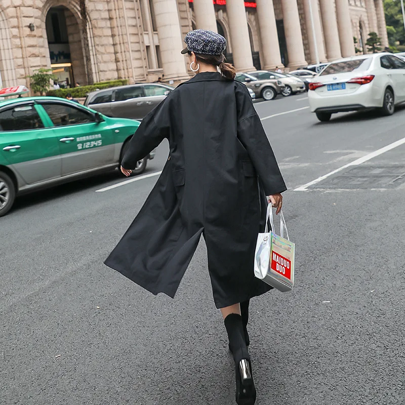 Windreama Fashion New Women Trench Coat Korean Style Long Girl Loose Over Knee abrigo mujer clothes overcoat | Женская одежда