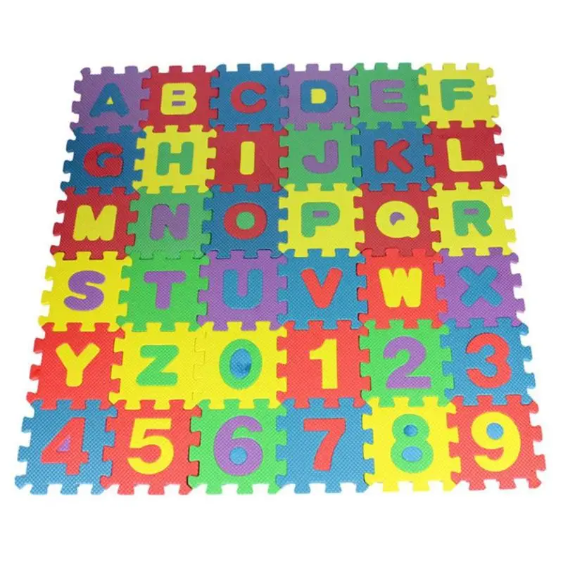 36pcs/Set Kids Alphabet Letters Numerals Foam Puzzle Pad Rug Soft Floor Play Mat Learning Educational Toys For Children | Игрушки и