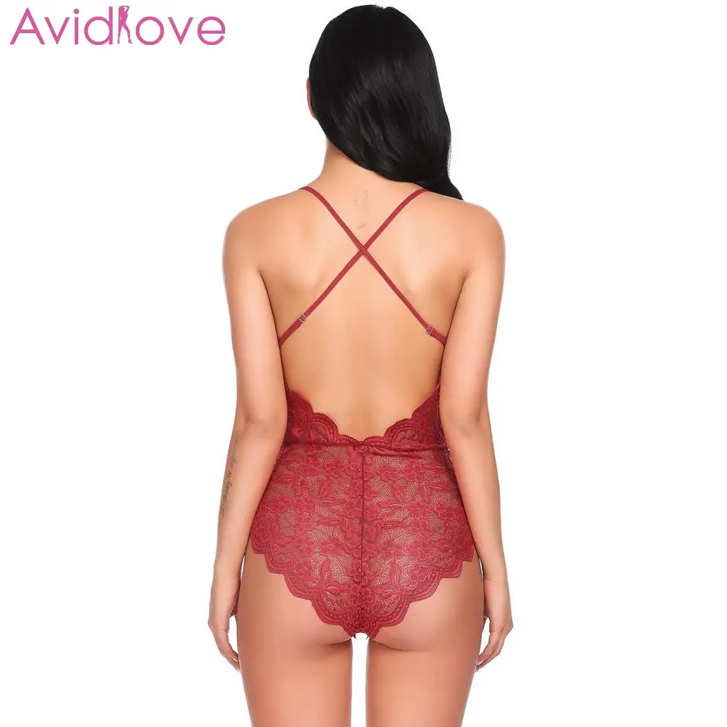 Женское кружевное нижнее белье Avidlove цельное с лямкой на шее топ для сна большого