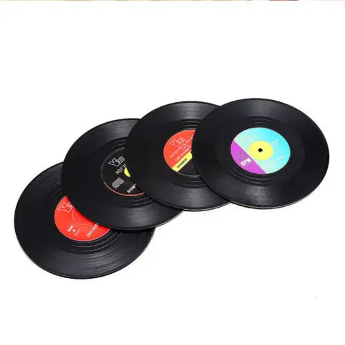 Горячие Ретро виниловые записи CD Coaster музыка напиток чашки коврики держатели