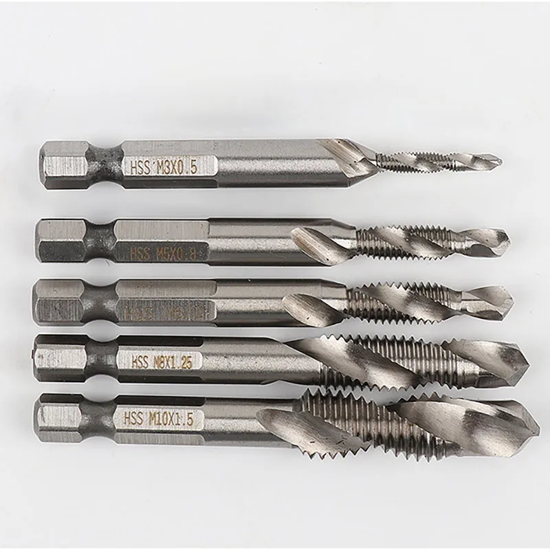 Multi-Function Integral Screw Machine Accessories M3 Hex Shank Compound Spiral Thread Taps Drill Bit Tool |