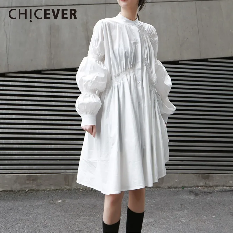 Женское платье-рубашка CHICEVER асимметричное платье с воротником-стойкой и
