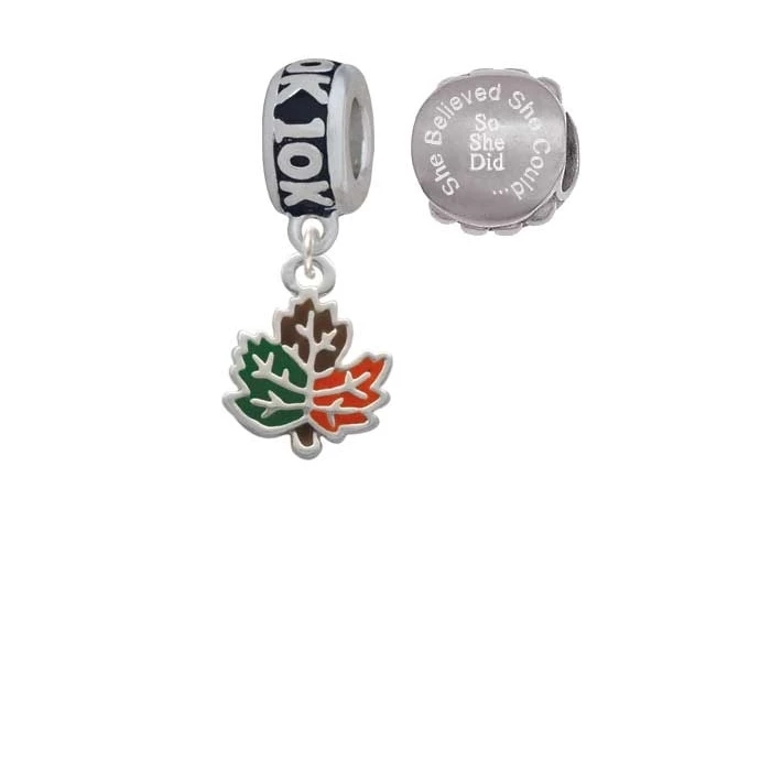Silvertone маленькая эмаль Осенний лист 10 K Run она поверила что может очаровать бусины