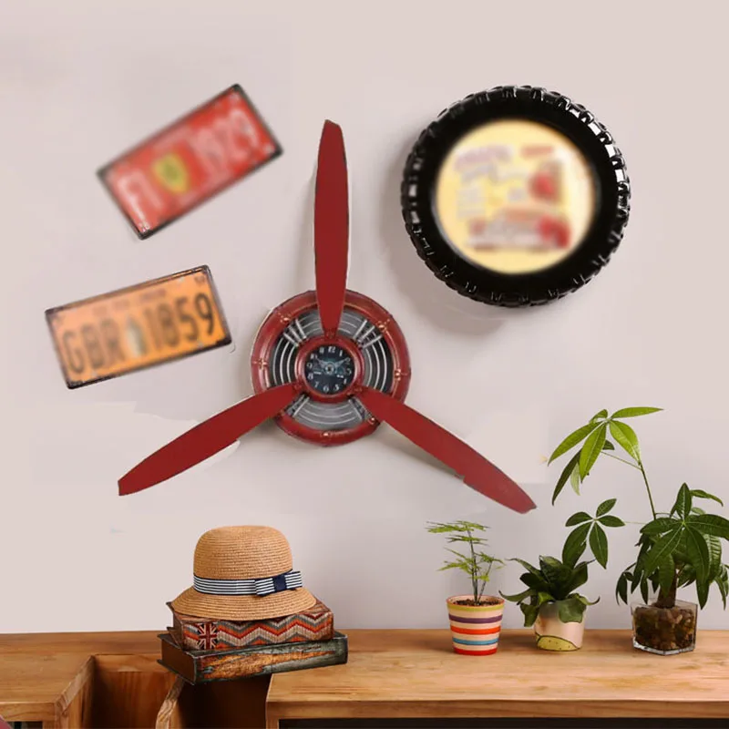 3 цвета промышленный воздушный Самолет Пропеллер Металл бесшумные настенные