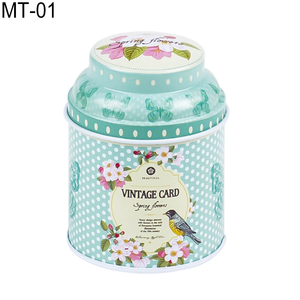 Vintage Flowers Cylinder Mini Tin Case Candy Tea Package Container Storage Box | Дом и сад